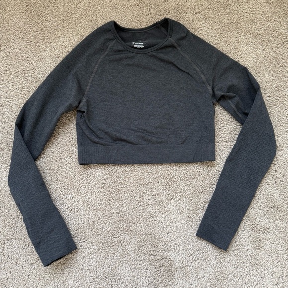 Aoxjox Tops - Aoxjox Long Sleeve Crop Tops for Women Vital Seamless Cropped Black Medium